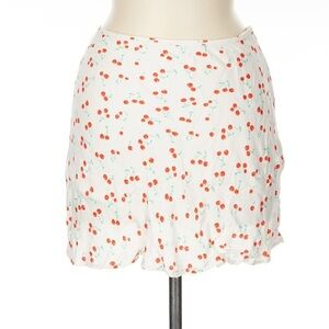 Zara White Mini Skirt with Red Cherry Print